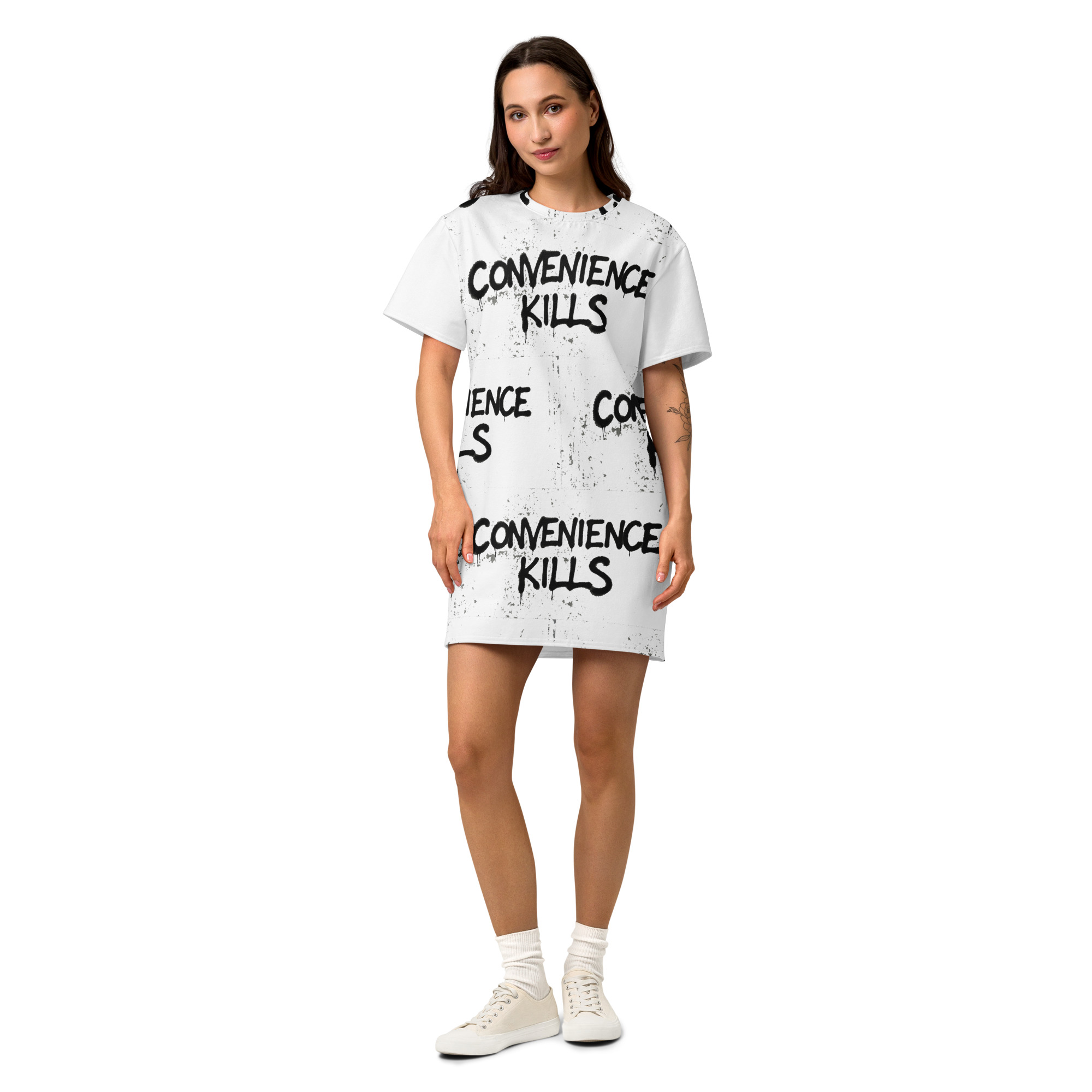 "Convienence Kills" Cotton t-shirt dress - Image 3