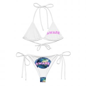 AWARE Logo Simple Signature All-over print recycled string bikini