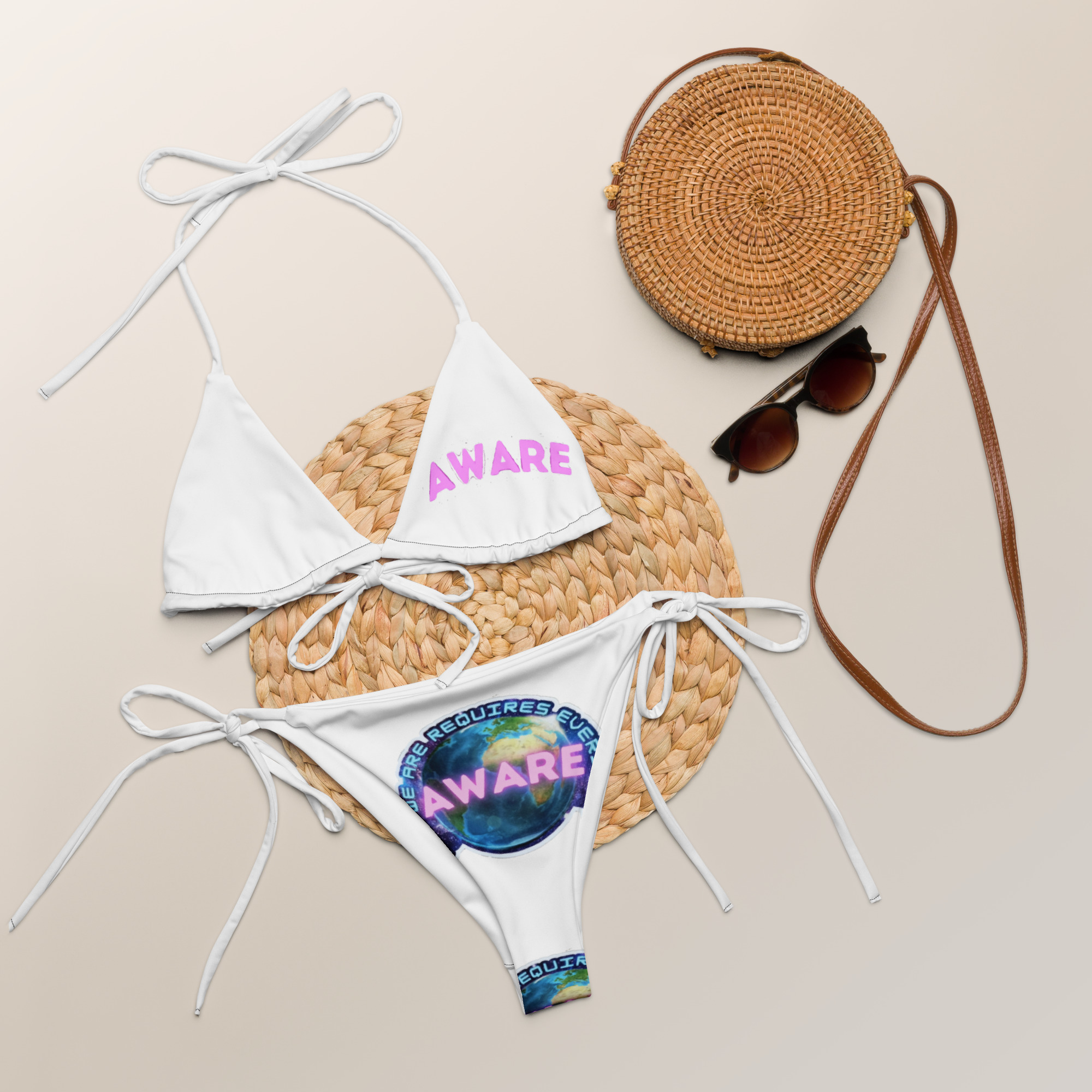 AWARE Logo Simple Signature All-over print recycled string bikini - Image 5