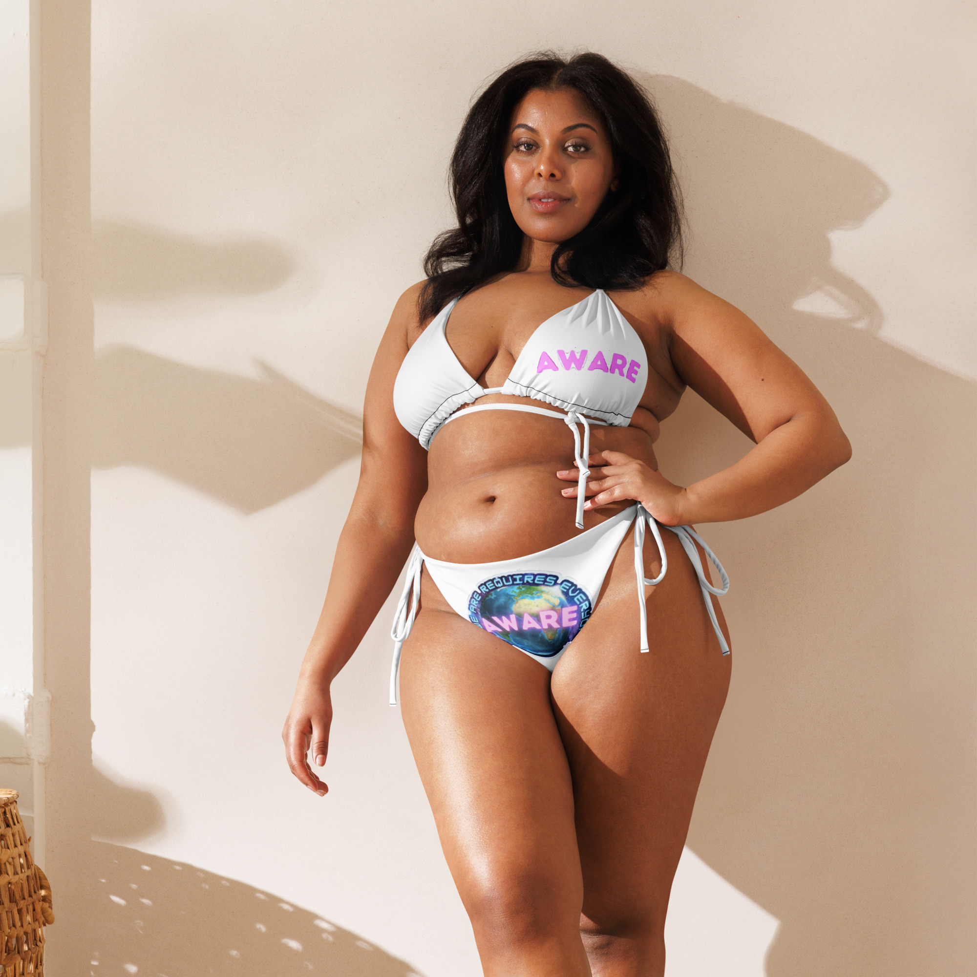 AWARE Logo Simple Signature All-over print recycled string bikini - Image 3