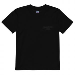 "Convenience Kills" Embroidered Black on Black Organic cotton kids t-shirt